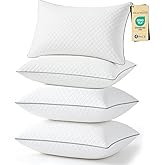 JOLLYVOGUE Pillows Queen Size Set of 4, Oeko-Tex Certified Bed Pillows for Side, Back, and Stomach Sleepers - Medium Support Down Alternative Filling, Machine-Washable