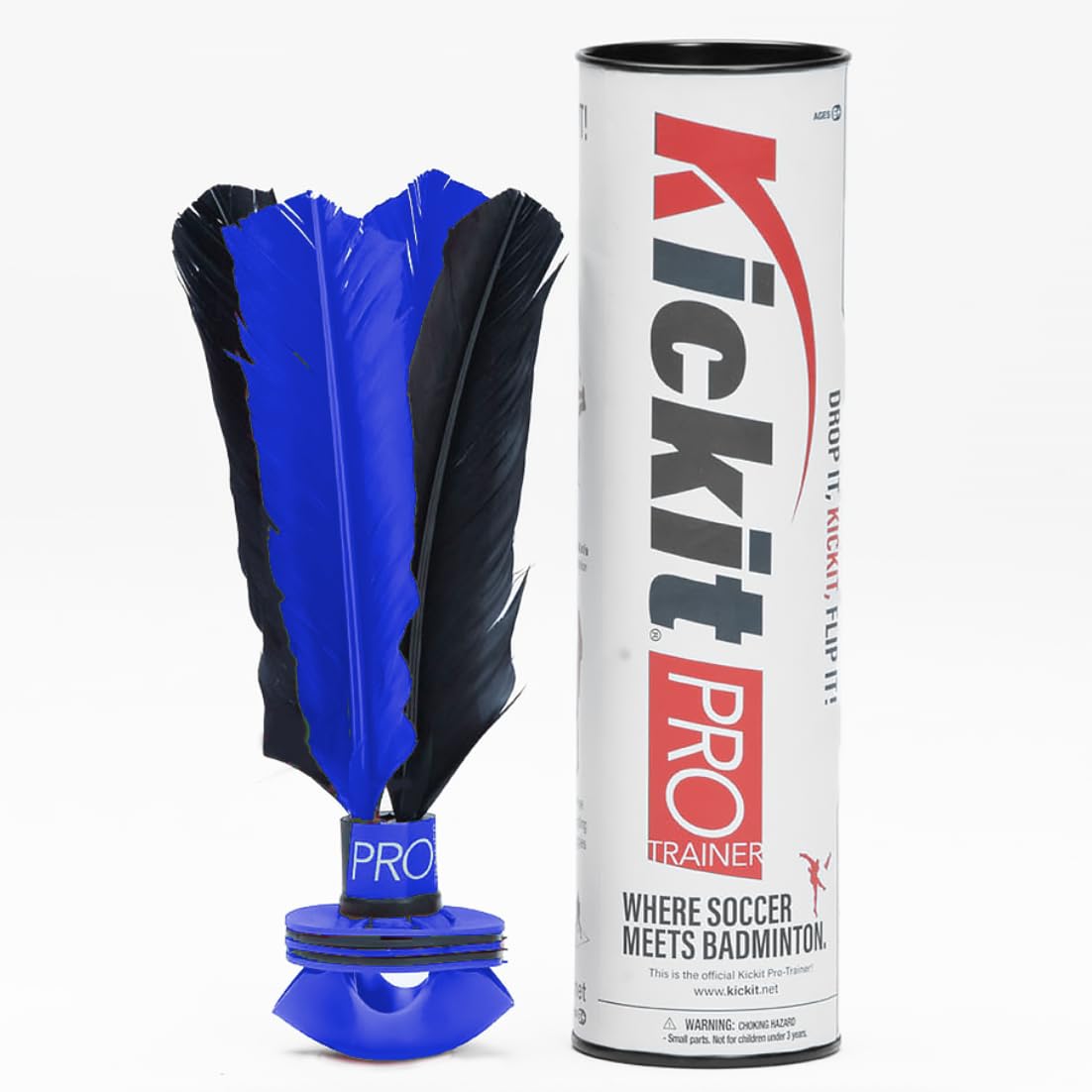 Kickit | The Original Birdie Soccer PRO Trainer | Play Outdoors, Indoors or Backyard, Beach or Tailgate, All Ages Fun & Travel Friendly (Black & Blue)