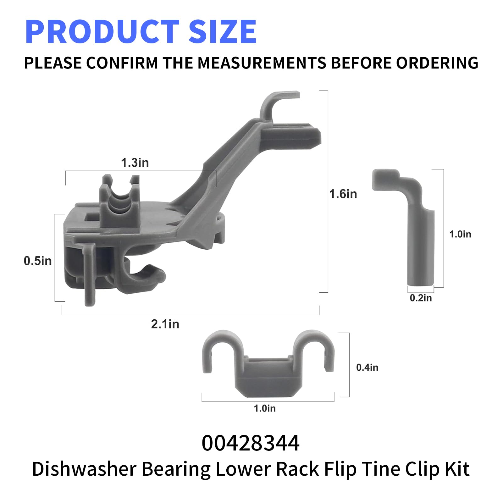 00428344 Dishwasher Bearing Lower Rack Flip Tine Clip Kit Compatible With Bosch Thermador Kenmore Dishwashers Replaces 418499 00418499 428344 420199
