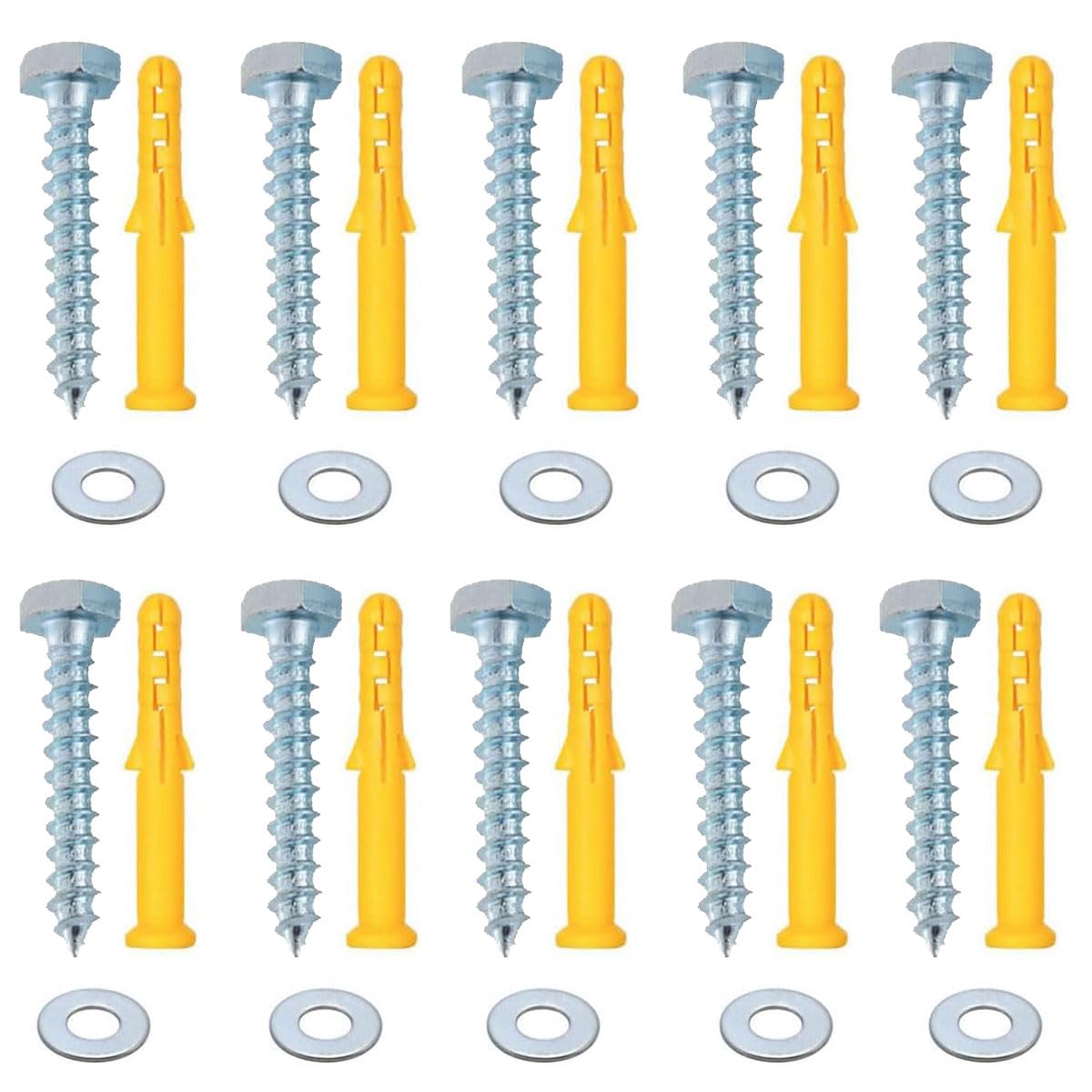 M10x50mm Heavy Duty Wall Plugs Tv Wall Bracket Screws for Fixing Aerial Mast Sky Dishes TV Mount Brackets 10 Pcs