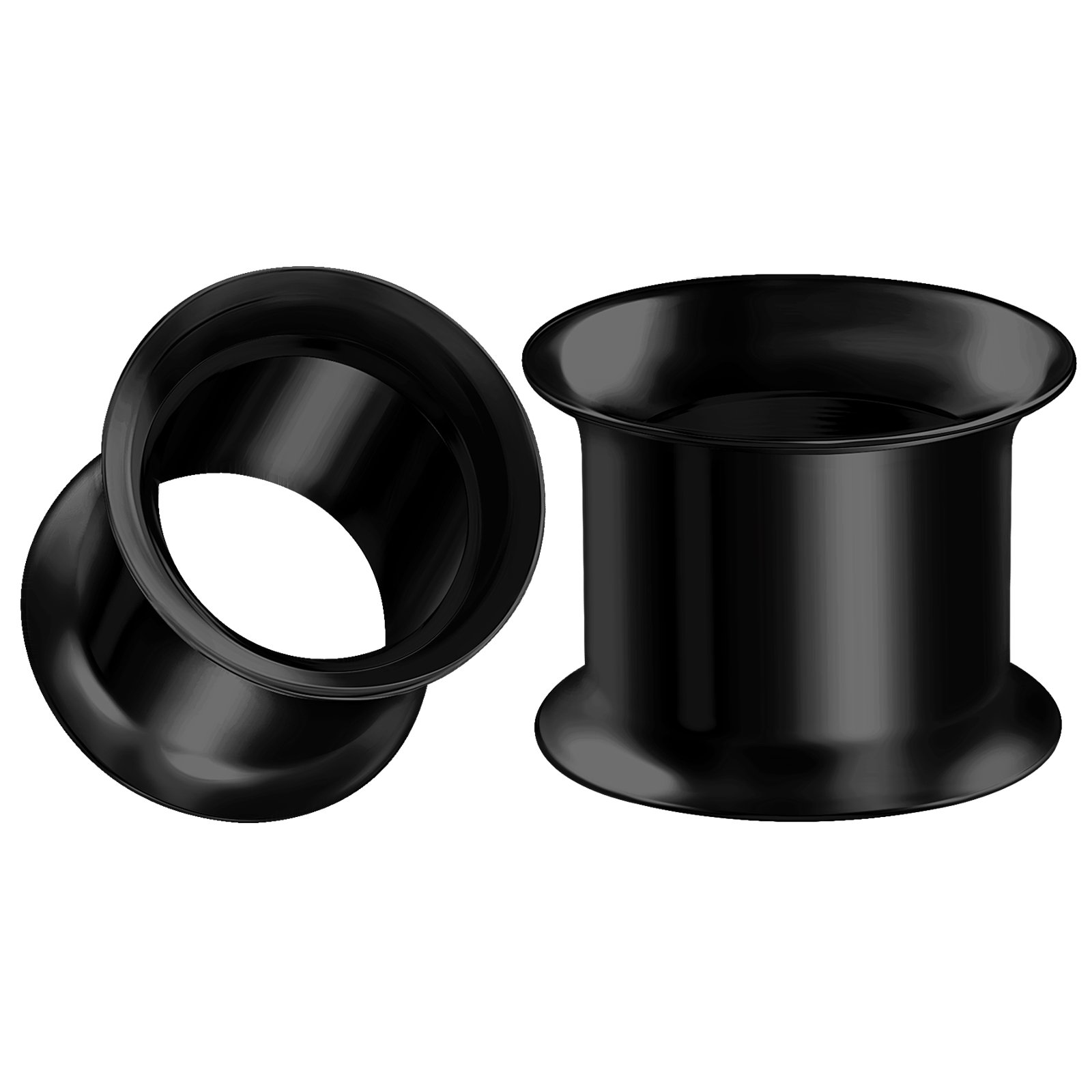 Pair of Stainless Steel 1/2 inch 12mm Black Double Flared Piercing Jewellery Stretcher Ear Ring Lobe Tunnel Plug BG0111K