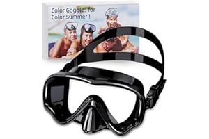 VOSOIR Swim Goggles for Adults, Tempered Glass Adult Diving Mask, 180° Wide-Angle Snorkel Mask, Leak-Proof Swimming Goggles with Nose Cover Diving Gear for Adult