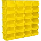 Akro-Mils 30210 AkroBins Plastic Storage Bins, Space-Saving Stackable Bins for Garage, Pantry, Craft Organization, 5" x 4" x 3", Yellow, 24-Pack