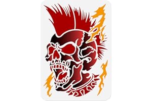 DOODLREAM Punk Skull Stencils for Painting, 29.7 x 21 cm Screaming Skull Templates for Drawing on Furniture Wall Floor Fabric