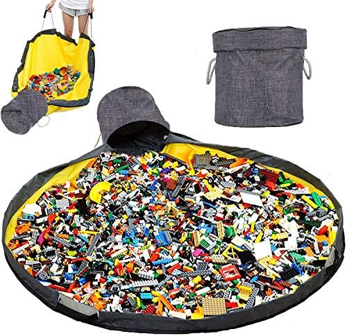 おもちゃ収納バッグ 上質 子どもプレイマット 収納 レゴマット 子ども おもちゃ収納バケット ブロック収納マット プレイマット グレー お出かけに便利 直径150cm 多用途 折り畳み式 お片付け簡単