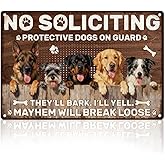 Doodlream Dog House Door Warning Tin Sign Retro Metal Wall Decor 8" x 12" Funny No Soliciting Vintage Wall Art Poster for Home Cafe Room Office Bedroom Pub Bar Garage Man Cave Decor Gift