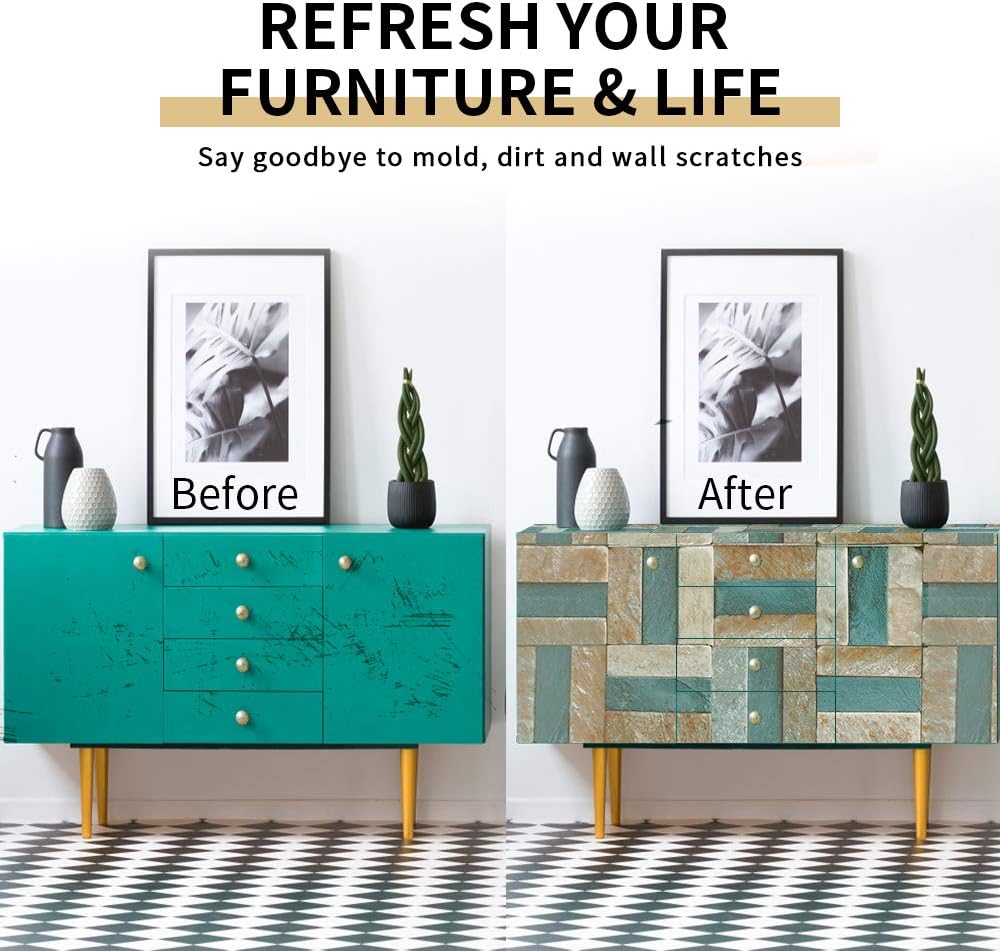 Impermeable 45 200cm Rabbitgoo Papier Peint Adhesif Decoratif Brique Pour Meuble Cuisine Revetement Adhesif Meuble Stickers Rouleau En Pvc Film Autocollant Effet Brique Armoire Table Bureau Ameublement Et Decoration Accessoires De