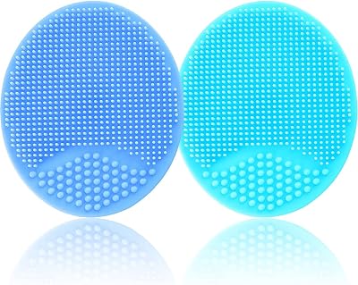 MR LION Baby Bath Brush 2-Pack Silicone Cradle Cap Brush Small Blue Green