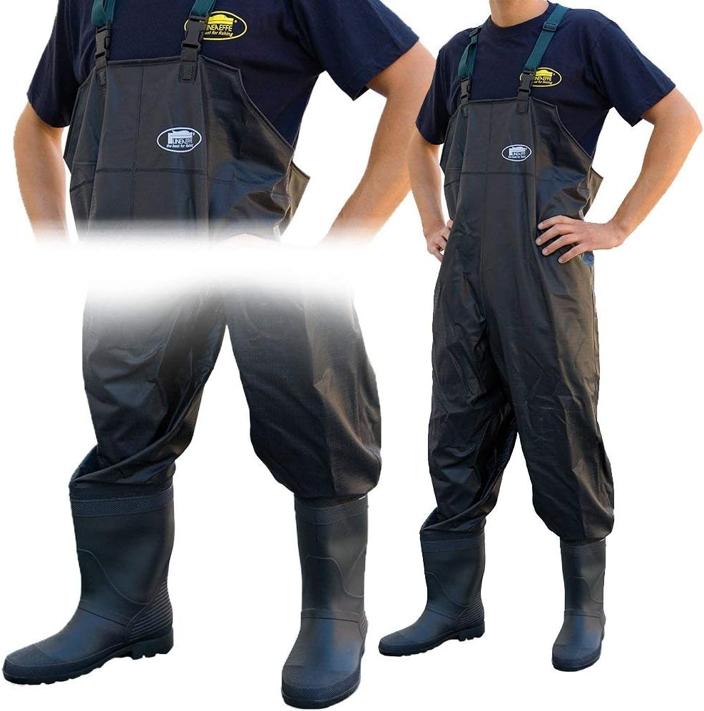 Lineaeffe Black All Weather PVC Waterproof Carp Coarse Fishing Chest Waders/Wellies in Sizes 6 7 8 9 10 11 & 12