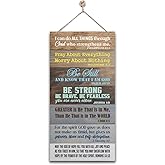Christian Inspirational Wood Sign, Printed Wood Sign, Hanging Bible Verses Wood Wall Sign, Philippians 4:13, Philippians 4:6, Psalm 46:10, Joshua 1:9, 1 John 4:4 Romans 15:13 Ect, Christian Gift