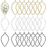 AHANDMAKER 90Pcs Leaf Open Bezel Charms Pendants, 3 Colors Leaf Frame Pendant for Resin, Hollow Frame Charms Craft Bezels Jewelry Molds with Loop for DIY Necklace Earrings Resin Jewelry Craft Making
