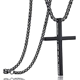 Rehoboth Stainless Steel Cross Pendant Necklaces for Men Women Bible Verse Philippians 4:13 I Can Do All Things 24 Inch Chain
