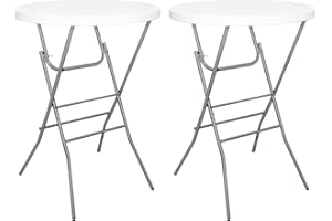 Byliable 32in Round Folding Cocktail Table, High Top Table Indoor Outdoor, White Bar Table for Parties, Patio, Backyard, Dining Room, Wedding, Folding Steel Frame, Locking Legs - 2PCS