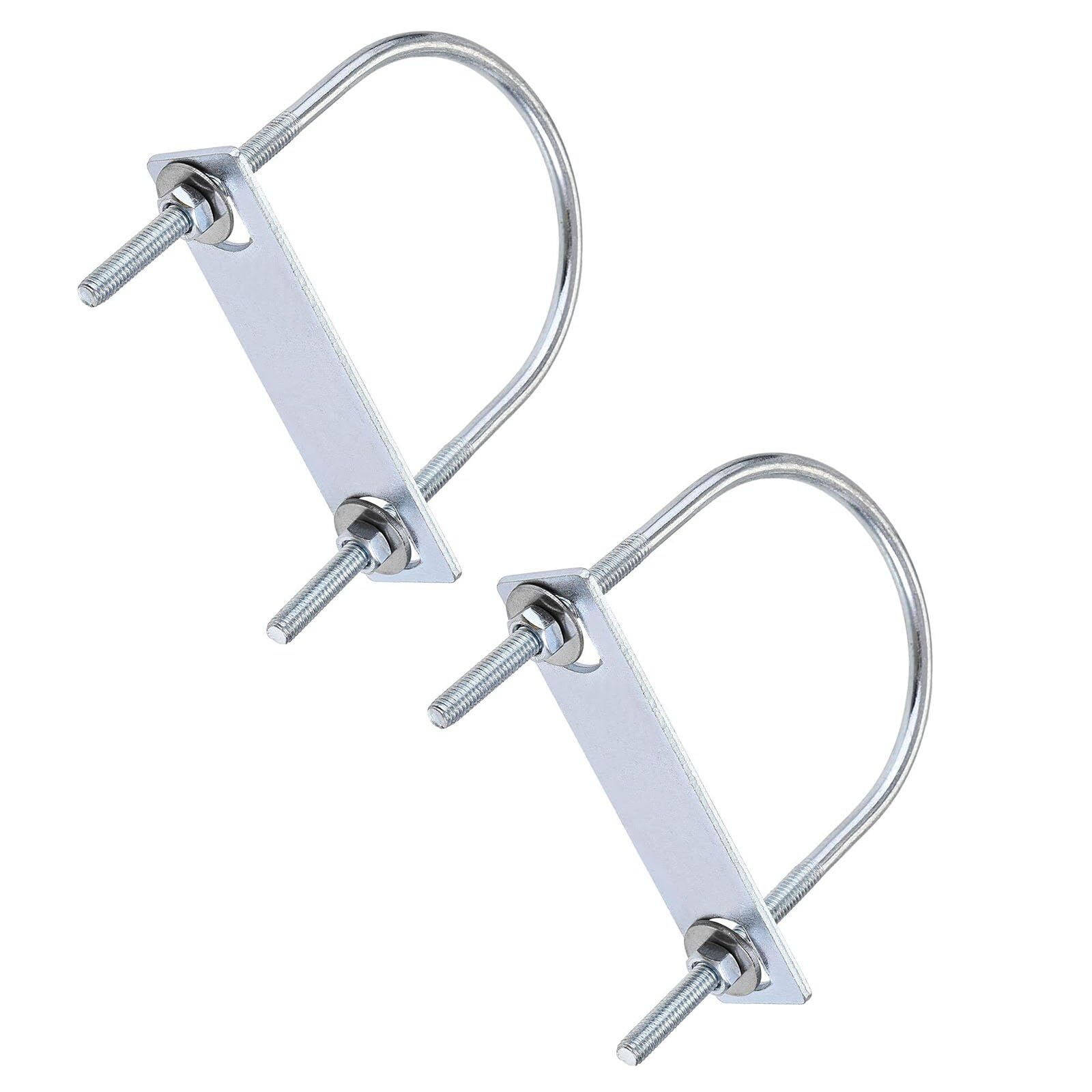 TOP-VIGOR 2 sets M6 Round U-Bolts, 70mm Inner Width 120mm Length Steel U-Bolts with Nut, Plate, Washer for Building Installations Mechanical Parts Connection Cehicles Ships