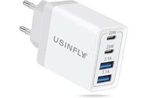 USINFLY European Travel Plug Adapter, 40W 4-Port USB C Wall Charger Plug Type C Fast Charging Block International Power Adapt