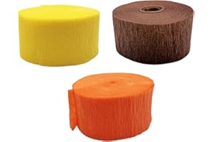 K-Kraft USA-Made Hanging Decorative Crepe Paper Streamers for Birthday, Party, Wedding, Graduation, Holiday, Shower, School Events (1 Roll Each: Orange, Brown, Yellow)