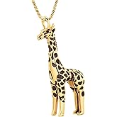 Yinplsmemory Cremation Jewelry Animal Giraffe Urn Necklace for Ashes for Women/Men Keepsake Ashes Holder Urn Locket Pendant Necklace for Human/Pet Ashes
