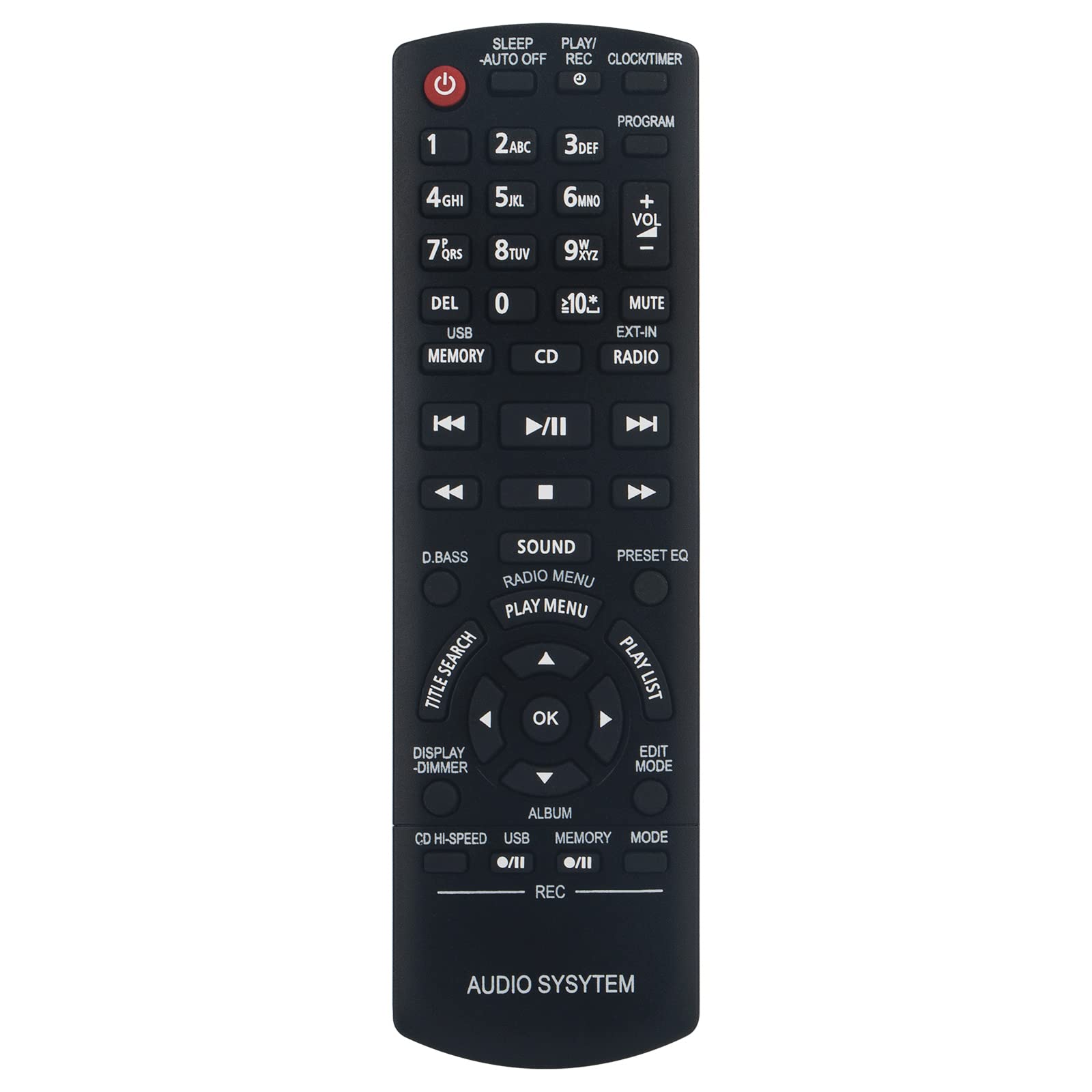 N2QAYB000637 Replacement Remote Fit for Panasonic CD Stereo System SC-AKX52 SA-AKX52 SB-AKX52 SC-AKX54 SA-AKX54 SB-AKX54 SC-AKX34 SA-AKX34 SB-AKX34 SC-AKX72 SA-AKX72 SB-WAKX72 SC-AKX34LB-K