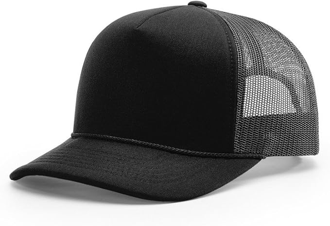 blank black trucker hat