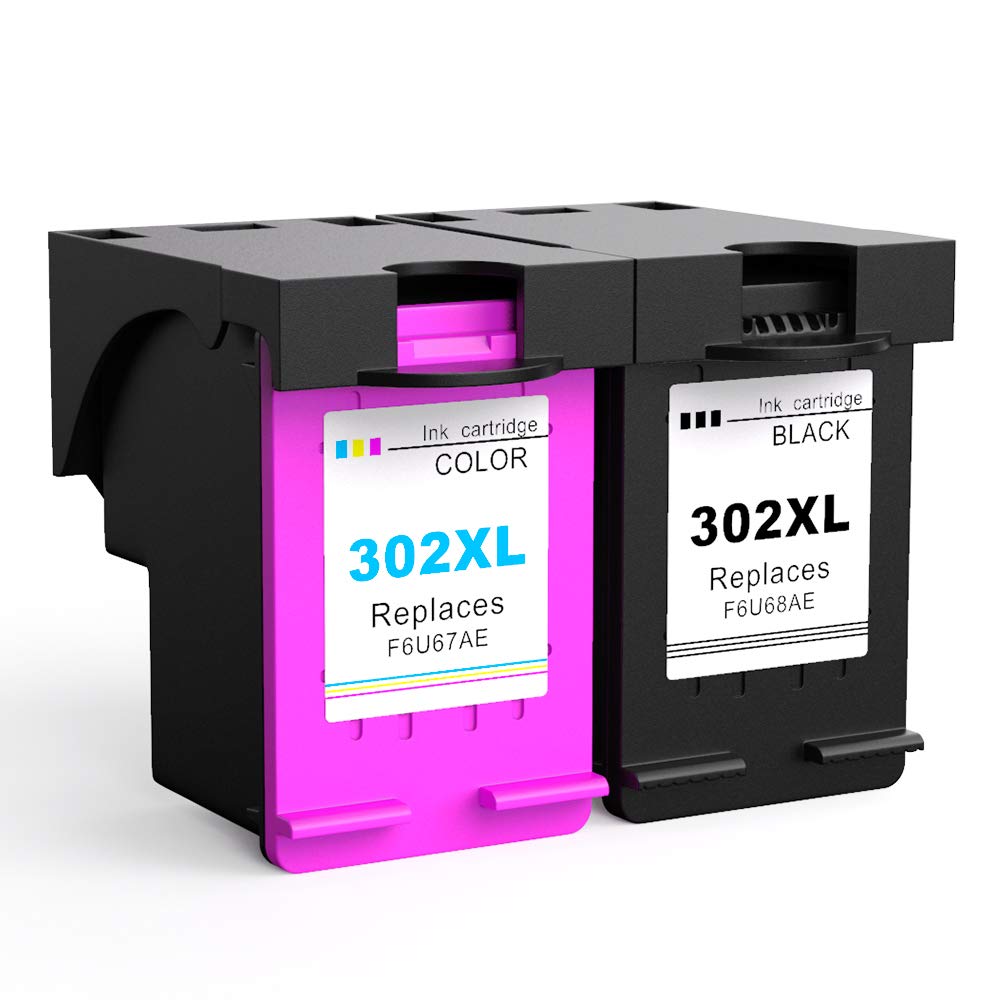 Ksera Remanufactured HP 302 XL HP 302 High Yield Ink Cartridges 2-Pack (1 Black,1 Tri-colour) F6U68AE/ F6U67AE Compatible with HP Envy4520/4521/4522/4523/4524/4525/4527/4528 HP OfficeJet 3830/3831