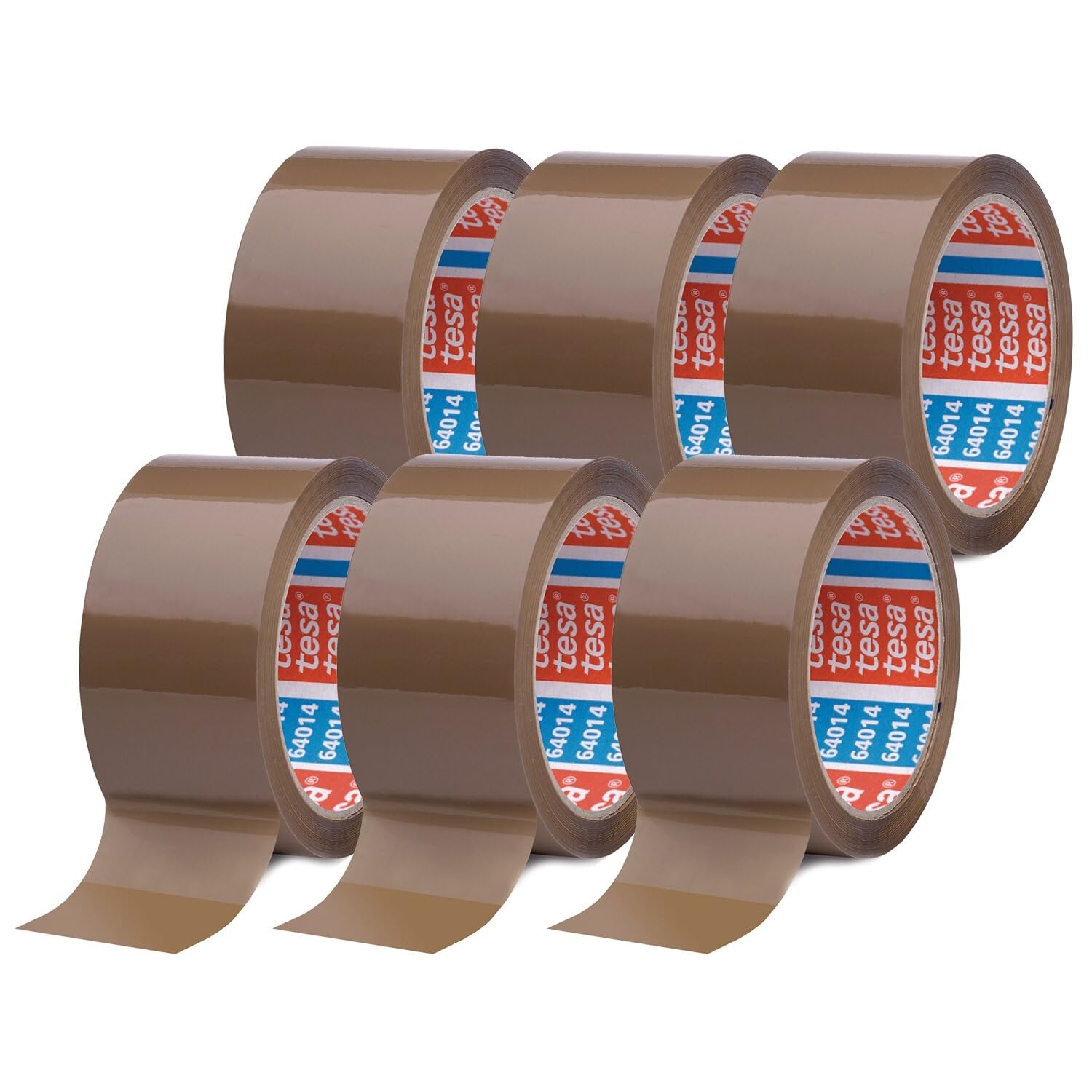 tesa tesapack im 6er Pack - Geräuscharmes Paketklebeband zum Verpacken von Paketen und Versandschachteln - braun - 6 Rollen je 66 m