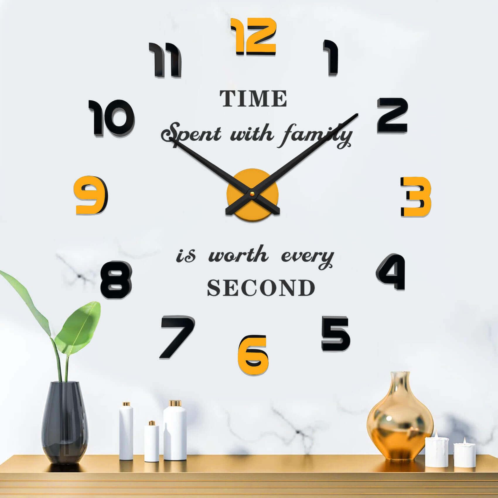 VANGOLD Modern Mute DIY Frameless Large Wall Clock 3D Mirror Sticker Metal Big Watches Home Office Decorations