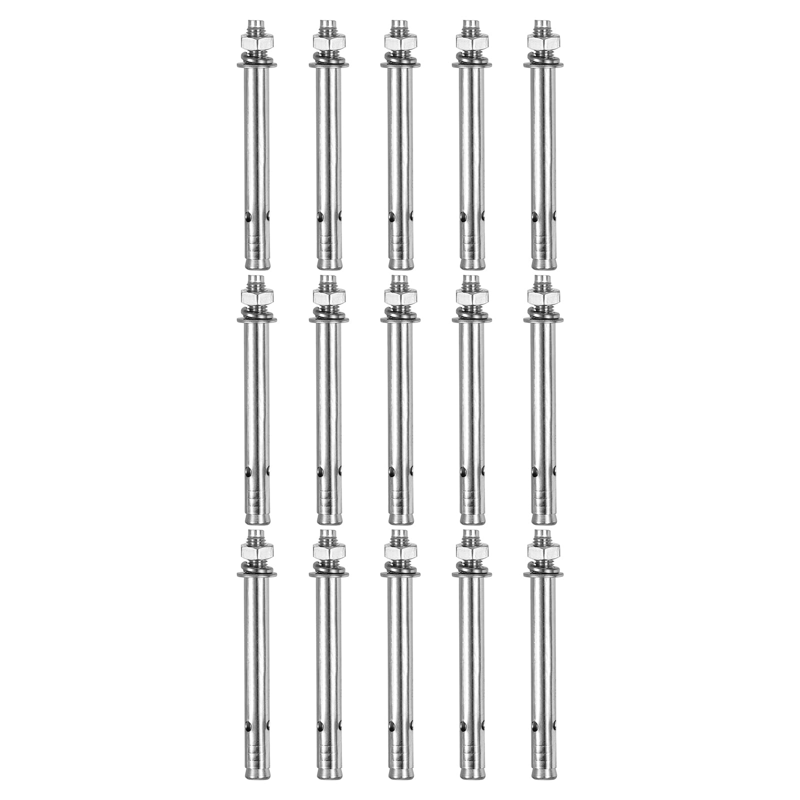 DTGN M8 x 100 Hex Expansion Bolts - 15Pack - Good for Concrete Dry Brick Block Walls - 304 Stainless Steel - Silver
