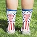 Chalk talk sports Athletic Half Cushioned Crew Socks, Mid Calf, American Lax Socks, Red/White/Blue one size