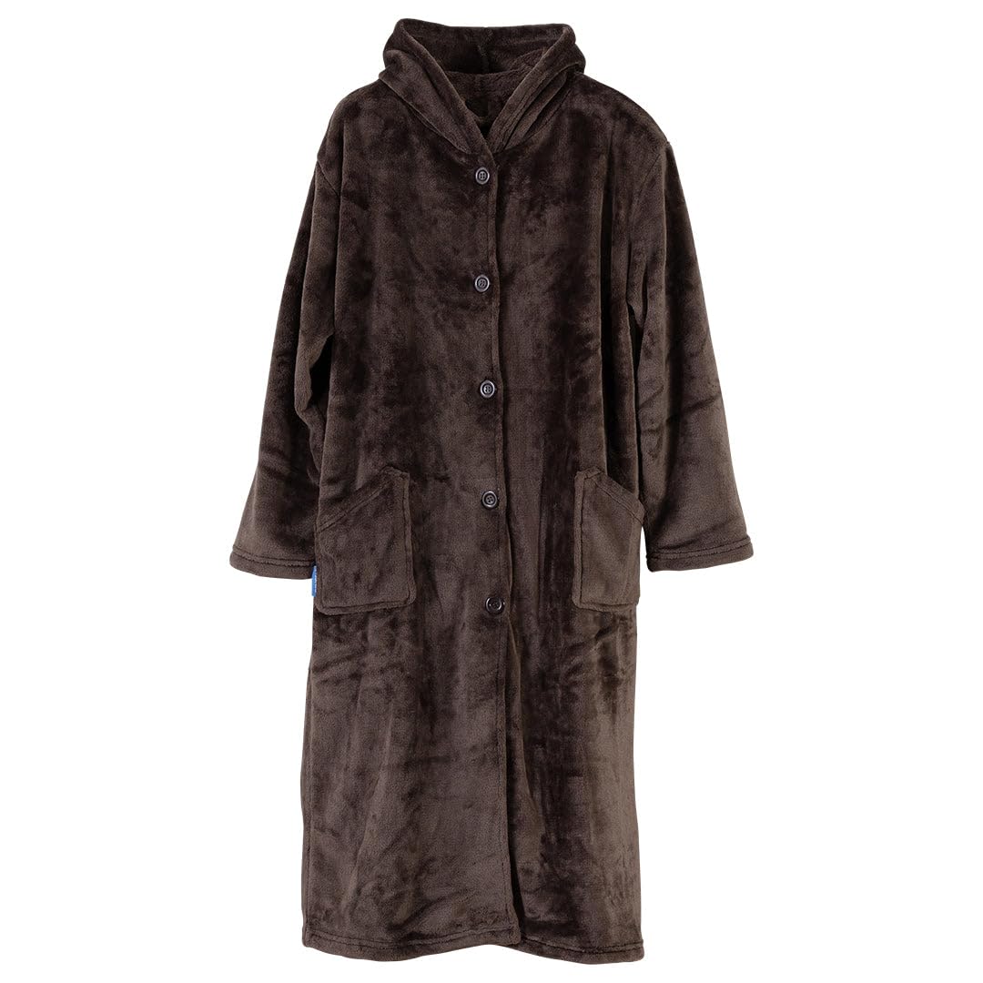 AQUA (アクア) mofua (モフア) 着る毛布 かいまき 男女兼用 冬 あったか フード付き Mサイズ (着丈:約110cm) ブラウン [ 超極細繊維 高密度 プレミアムマイクロファイバー もふもふ あったか なめらか 防寒 ルームウェア ]商品画像