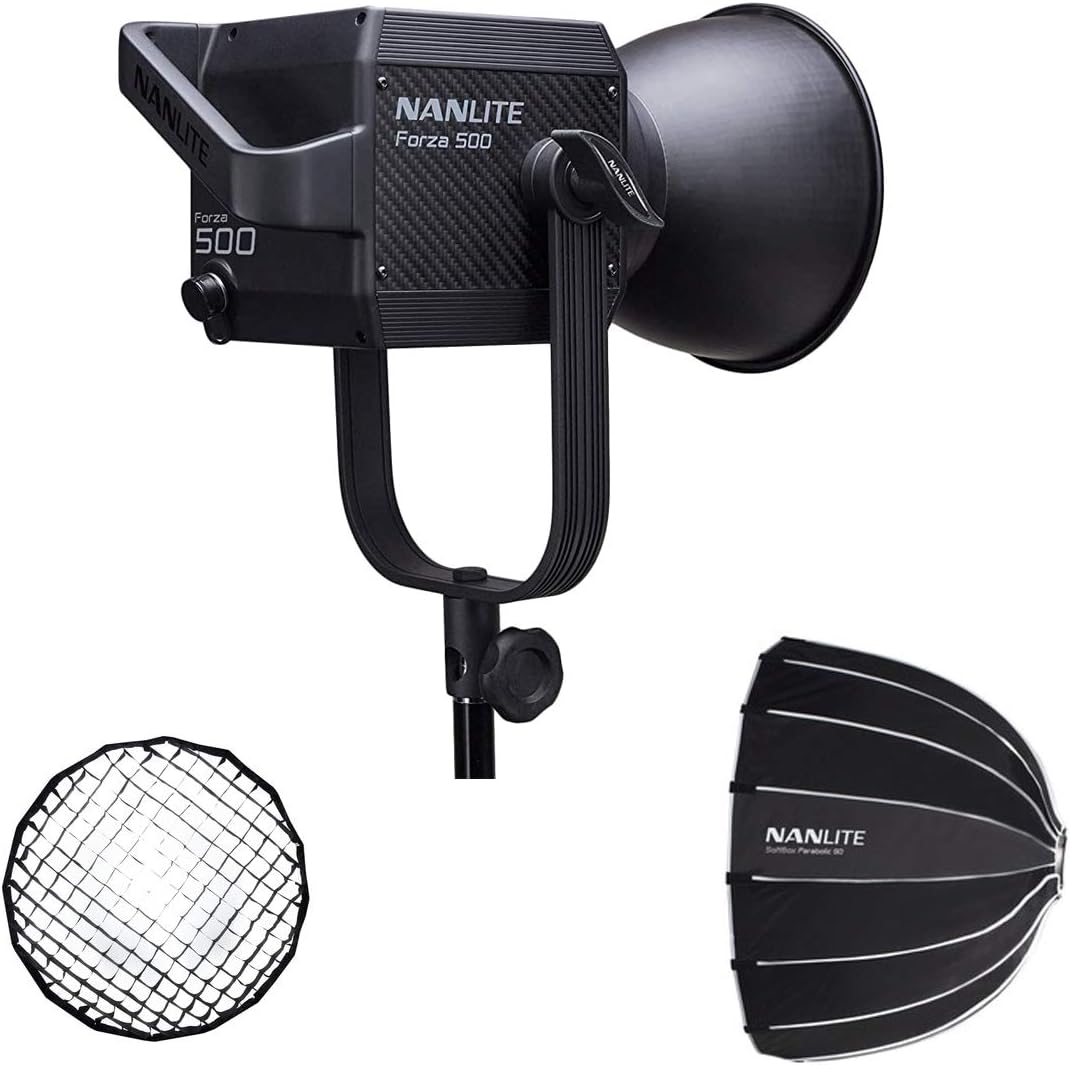 Nanguang Nanlite Forza 500 Photography Studio Lighting 500w LED Light 5600K Outdoor Monolight COB Light Flash Strobe Light Lamp with para 120 Softbox and Fabric Grid