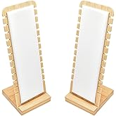 Golden Strawberry 2 Pack Bamboo Panel Jewelry Necklace Tabletop Display Boards Stand (White)