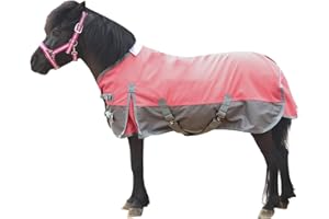 Gallopoff Mini Horse/Pony/Foal/Miniature Size 36"-51" Lightweight Waterproof & Breathable 1200 Denier Turnout Blanket with No Filling Pink 39"