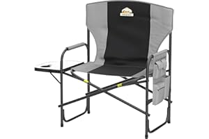Colegence Oversized Director Camping Chair,600 LBS Heavy Duty Folding Chair,24"Cozy Outdoor Chair,With Cup Holder and Adjustable Table Folding Chair for Outside Beach,Lawn,Fishing,Camping,Patio,Makeup
