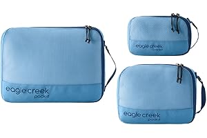 Eagle Creek Pack-It Reveal Cube Set - Packing Cubes for Compartmentalizing Luggage - Durable - Ultra-Lightweight - Water-Resistant - Easy Grab Zipper Pull - Mesh Windows - Blue Dawn - XS/S/M