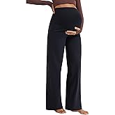 MathCat Womens Maternity Pants Over The Belly Wide Leg Yoga Work Dress Pants Pregnancy Pants Lounge Trousers Stretchy Soft