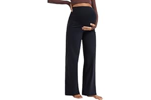 MathCat Womens Maternity Pants Over The Belly Wide Leg Yoga Work Dress Pants Pregnancy Pants Lounge Trousers Stretchy Soft