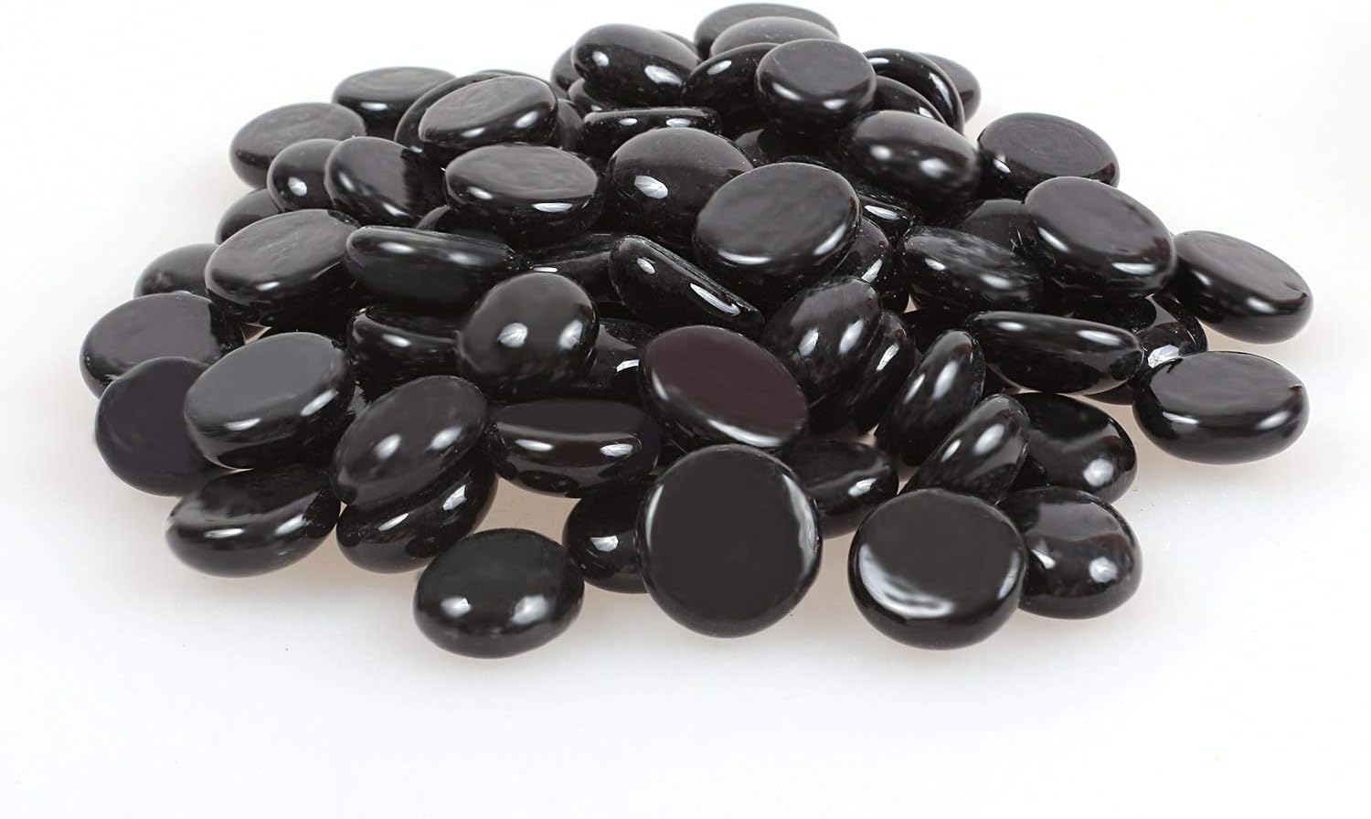 High Luster Reflective Fire Glass Gravel,Fire Gems,Fire Drops,Fire Glass Pebbles Stones Beads Chips for Fire Pit Fish Tank Aquarium Succulent Garden Decoration,17-19mm,335g/0.78lb (Black)