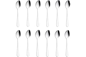 Fu Store 12pcs Dinner Spoons Silverware Set, 17 cm Stainless Steel Soup Spoons, Mirror Polished Round Edge Tablespoons, Dishw