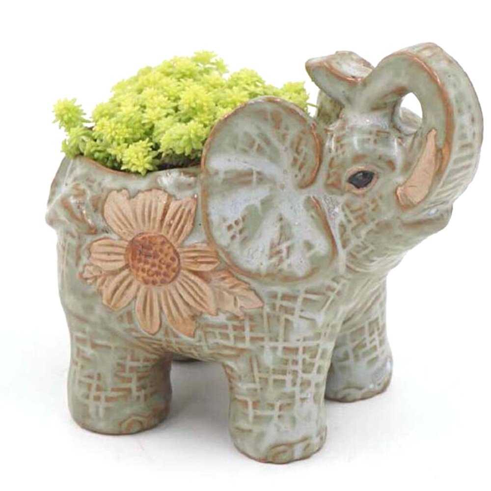 duojin Ceramic pot elephant Cacti Succulent Plant Pot Flower Planter Mini Garden