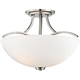 Minka Lavery 4962-84 Overland Park Semi-Flush, 3-Light, 300 Total Watts, 16.5-in H x 11.75-in W, Brushed Nickel
