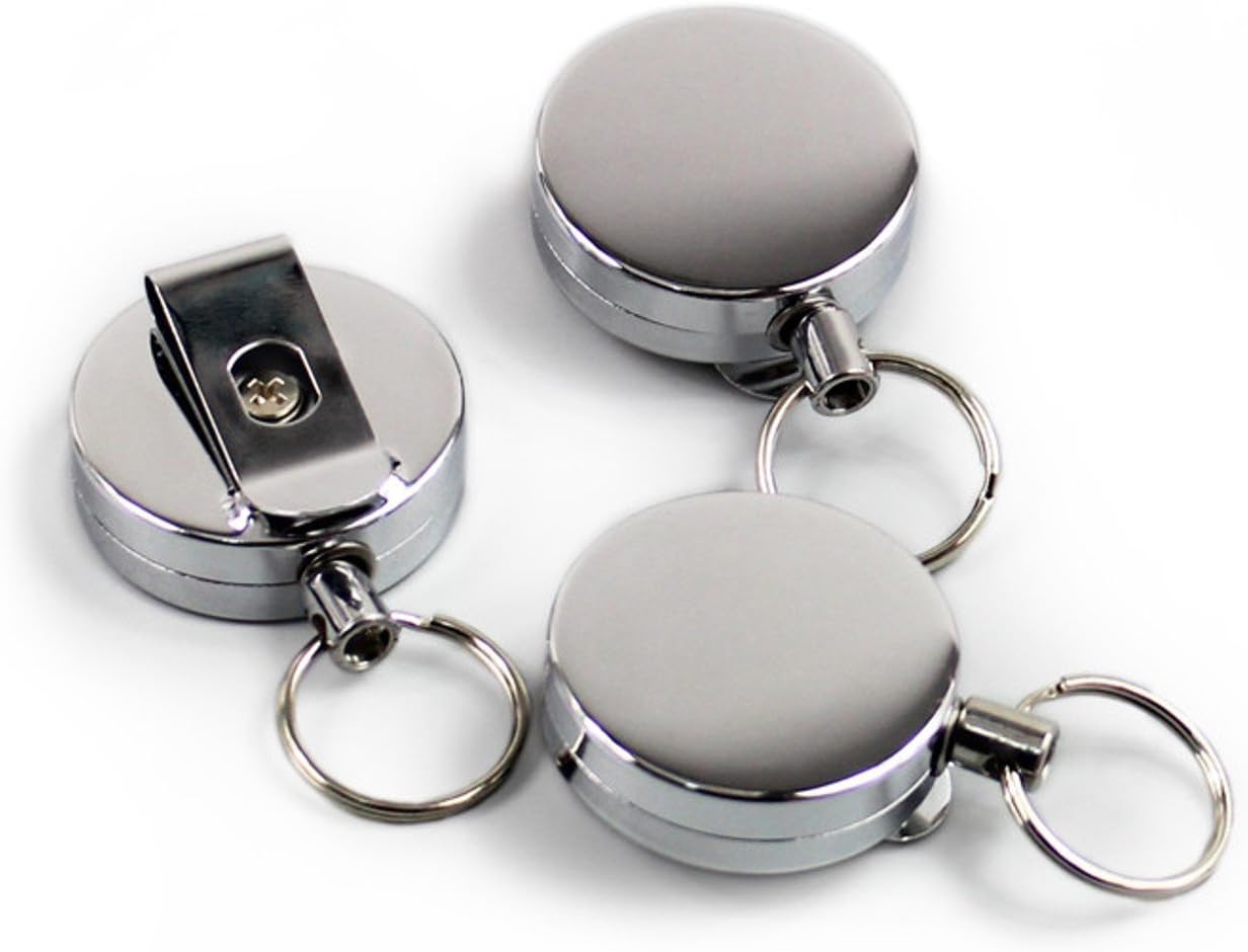 3 pcs Metal Pull Retractable Badge Reel Key Holder ID Card badge holder, key holder Name Tag