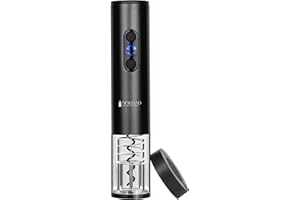 NEWLAND DRINKWARE- Electric Wine Bottle Opener with Lockable Foil Cutter (Black)