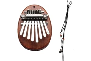 Uenhoy Mini Wood Kalimba Thumb Piano 8 Keys Finger Thumb Piano Musical Instruments, Portable Wooden Mbira Finger Piano for Piano Beginners, Oval