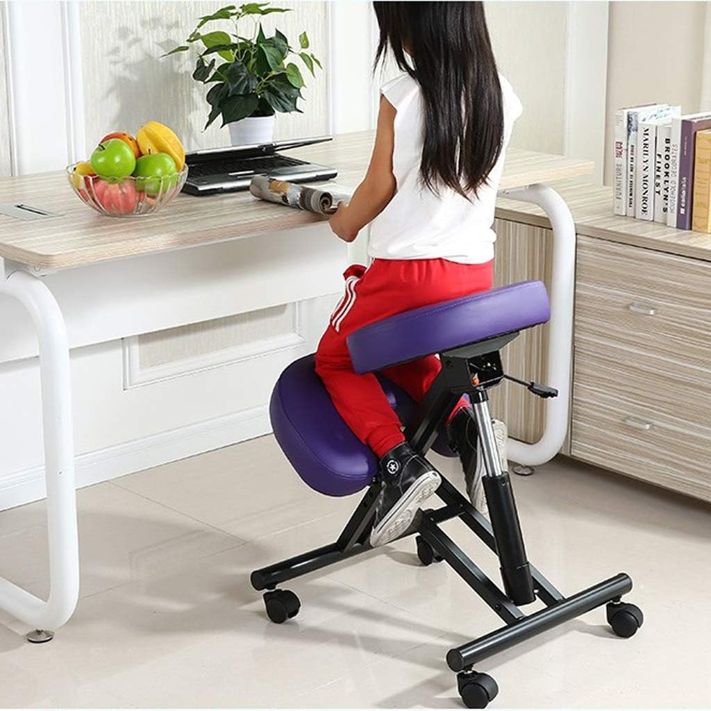 Kneeling Chair QIQIDEDIAN Ergonomic Ergonomic Chair Computer Chair Furniture Correct Posture Anti-myopia Chair, Height Adjustable QIQIDEDIAN (Color : Purple)