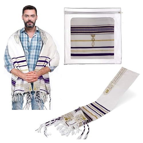 Talid Talit Prayer Shawl – 72 x 22 Inch Messianic Tallit for Christian Jewish ...