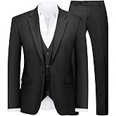 WYWK Men's 3-Piece Slim Fit Tuxedo Suit Set for Men One Button Blazer Jacket Vest Pants Business,Wedding,Banquet,Party