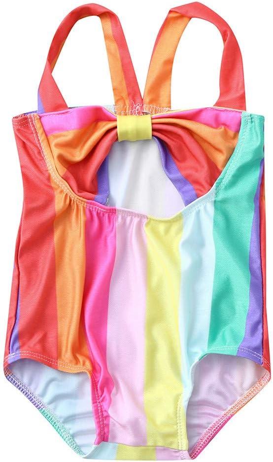 Infant Toddler Baby Girls Swimsuit Rainbow Halter Sleeveless One Piece Swimwear Bathing Suit