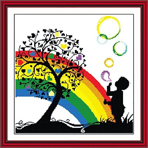 Cute Love Tree for the young No Skills with Stamped Cross Stitch Kit Cross Stitch Door Stop Or As A Front, 51 x 51 cm Amyta Count Aida Cross Stitch Kit Sticknadeln without Point