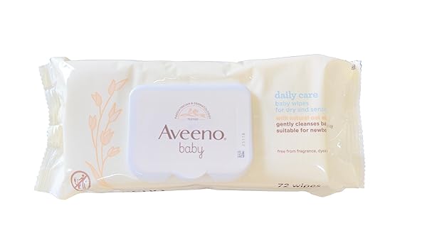 AVEENO BABY DAILY CARE WIPES – CLEANSE GENTLY AND EFFICIENTLY – BABY WIPES – BABY ESSENTIALS – 72 WIPES, LID ON EACH PACK, PACK OF 6 (432 WIPES IN TOTAL)