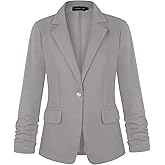 MINTLIMIT Women's 3/4 Sleeve Blazers One Button Work Office Blazer with Pockets